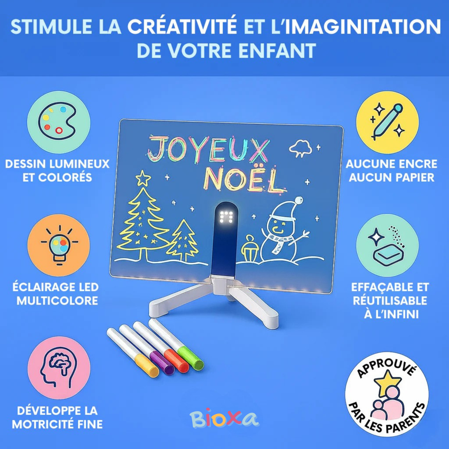 Bioxa™ - Planche à dessin lumineuse à LED pour enfants